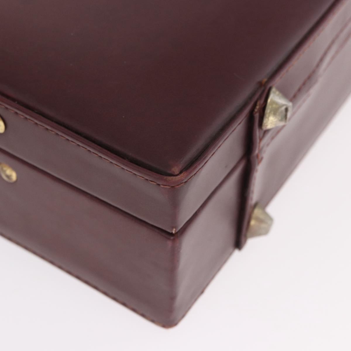 CARTIER Must Line Business Bag Leather Bordeaux Gold Auth 182600