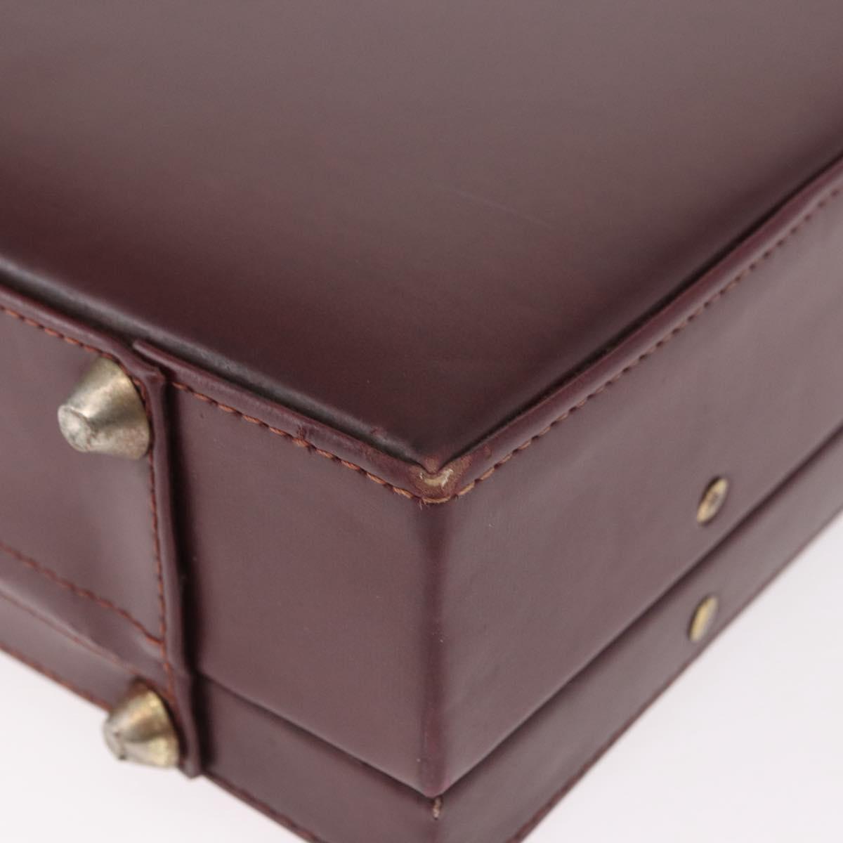 CARTIER Must Line Business Bag Leather Bordeaux Gold Auth 182600