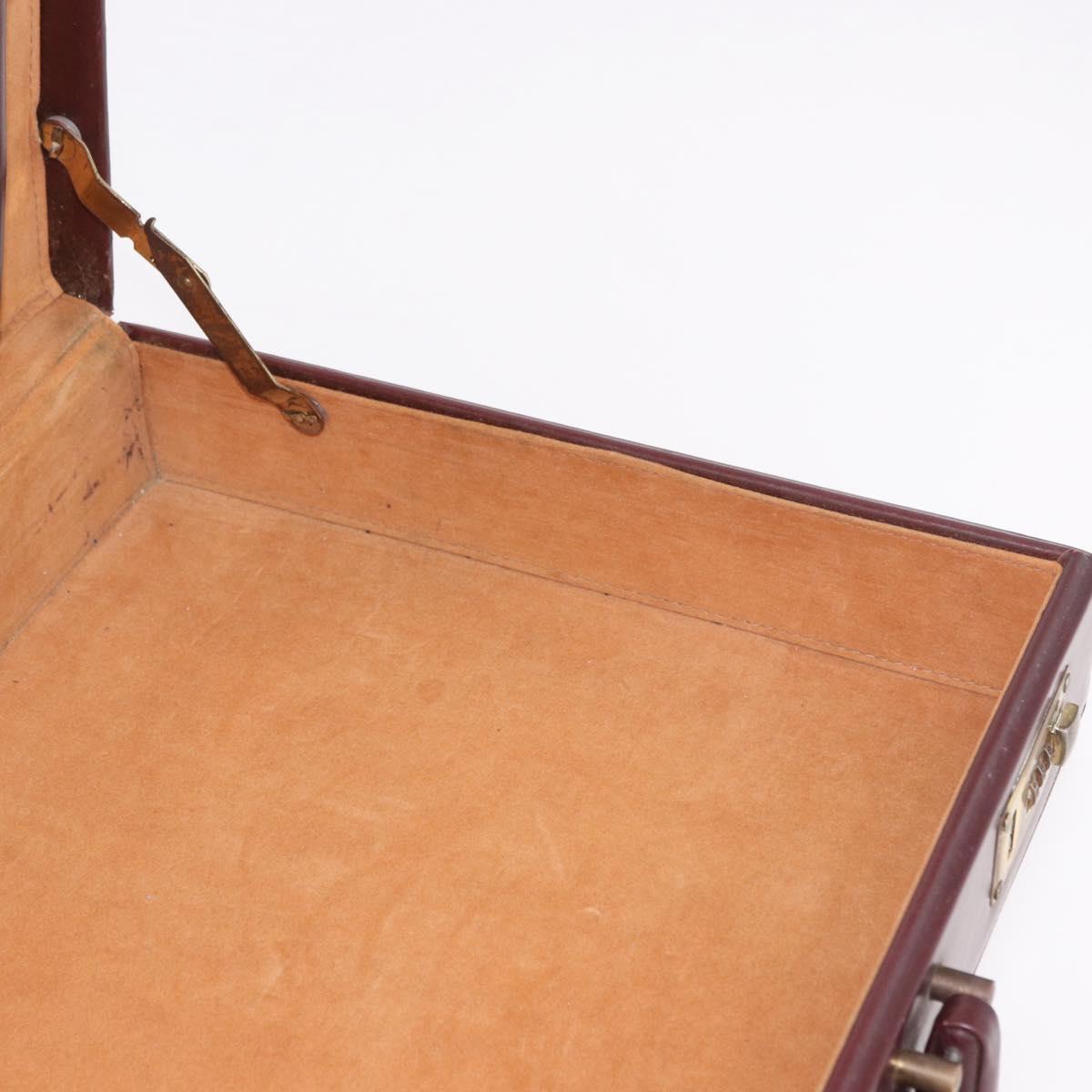 CARTIER Must Line Business Bag Leather Bordeaux Gold Auth 182600