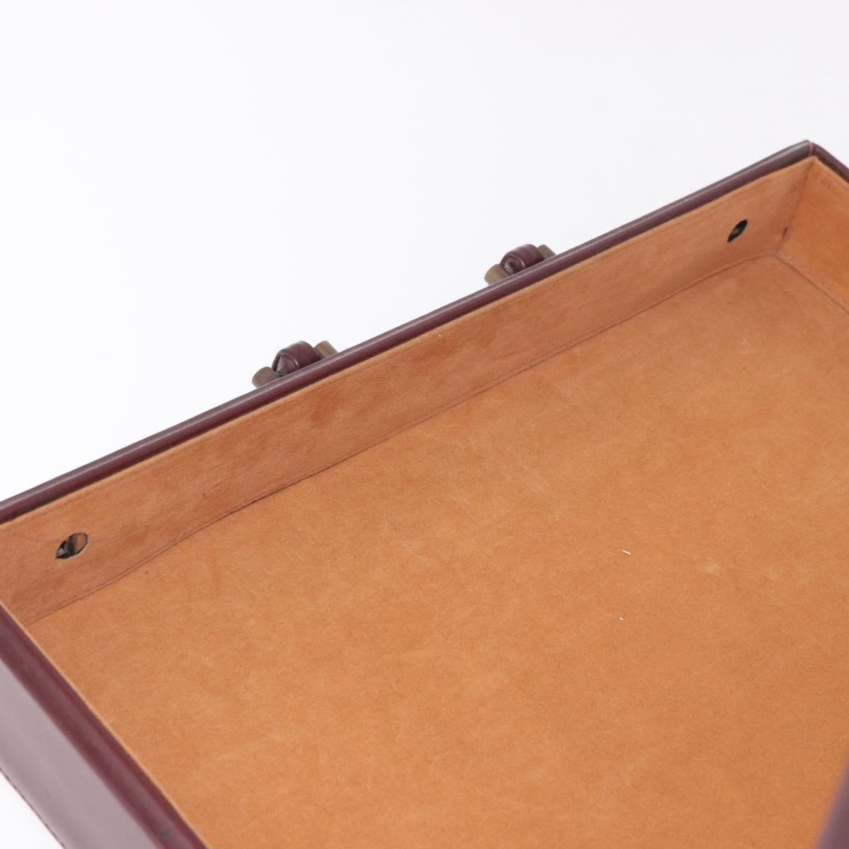 CARTIER Must Line Business Bag Leather Bordeaux Gold Auth 182600