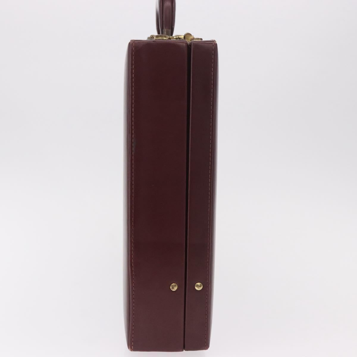 CARTIER Must Line Business Bag Leather Bordeaux Gold Auth 182600
