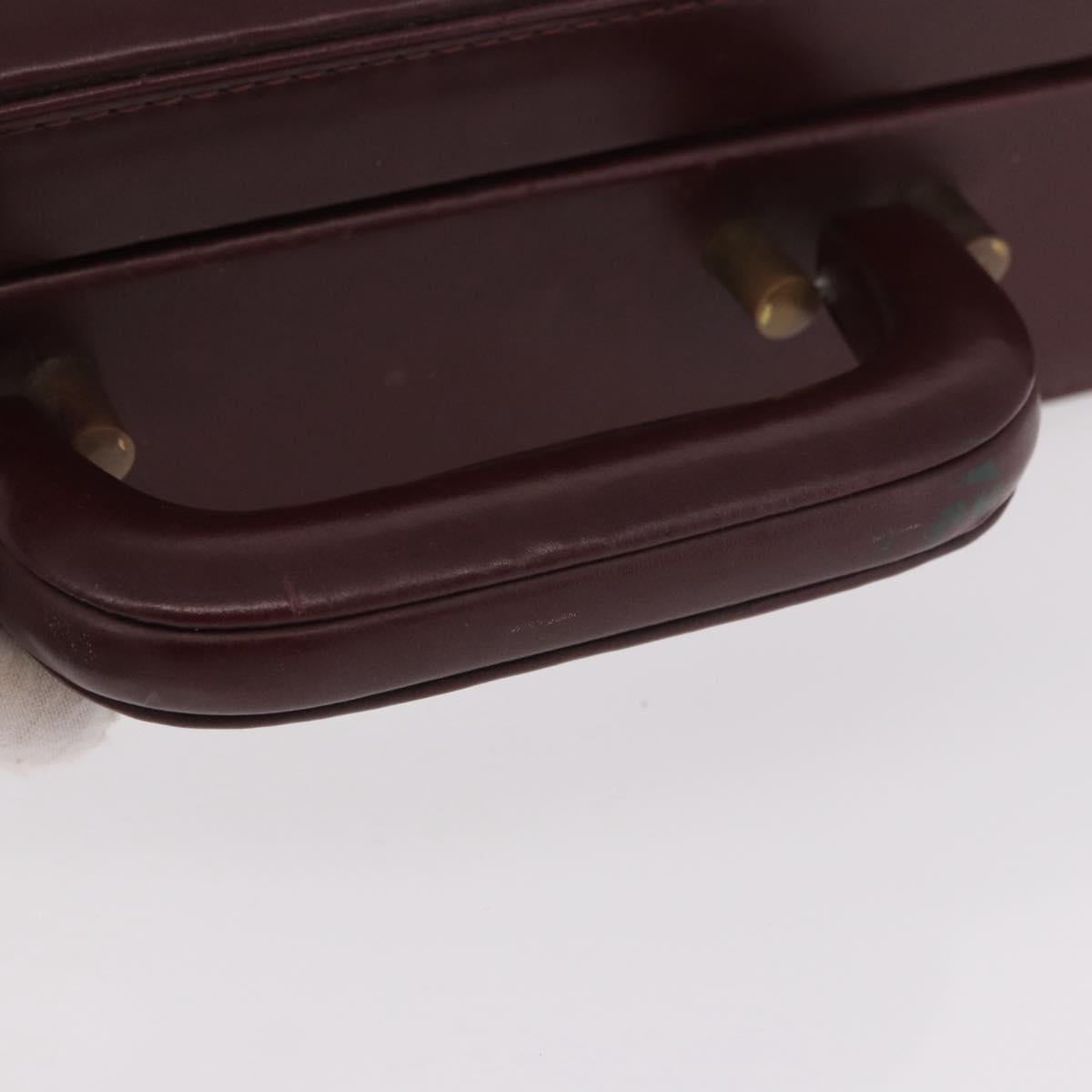 CARTIER Must Line Business Bag Leather Bordeaux Gold Auth 182600