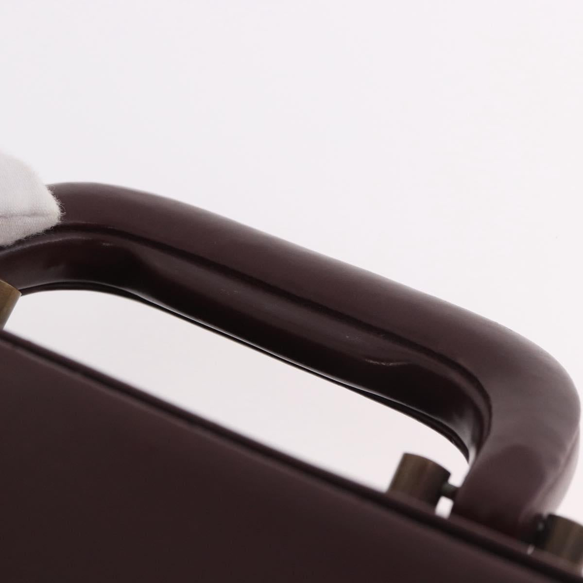 CARTIER Must Line Business Bag Leather Bordeaux Gold Auth 182600