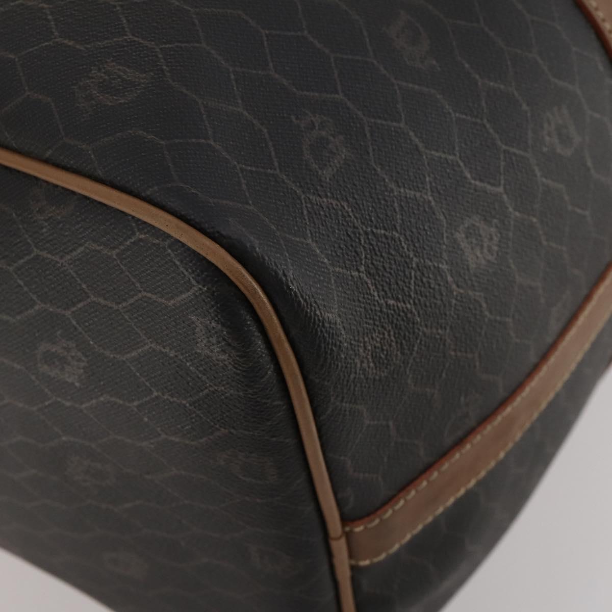 Christian Dior Honeycomb Canvas Boston Bag PVC Black Gold Auth 182601