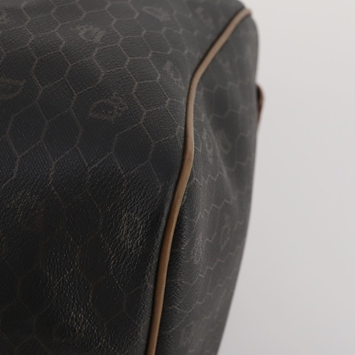 Christian Dior Honeycomb Canvas Boston Bag PVC Black Gold Auth 182601