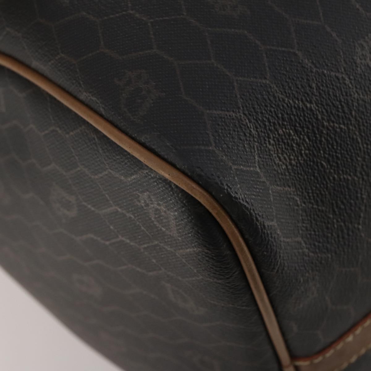 Christian Dior Honeycomb Canvas Boston Bag PVC Black Gold Auth 182601