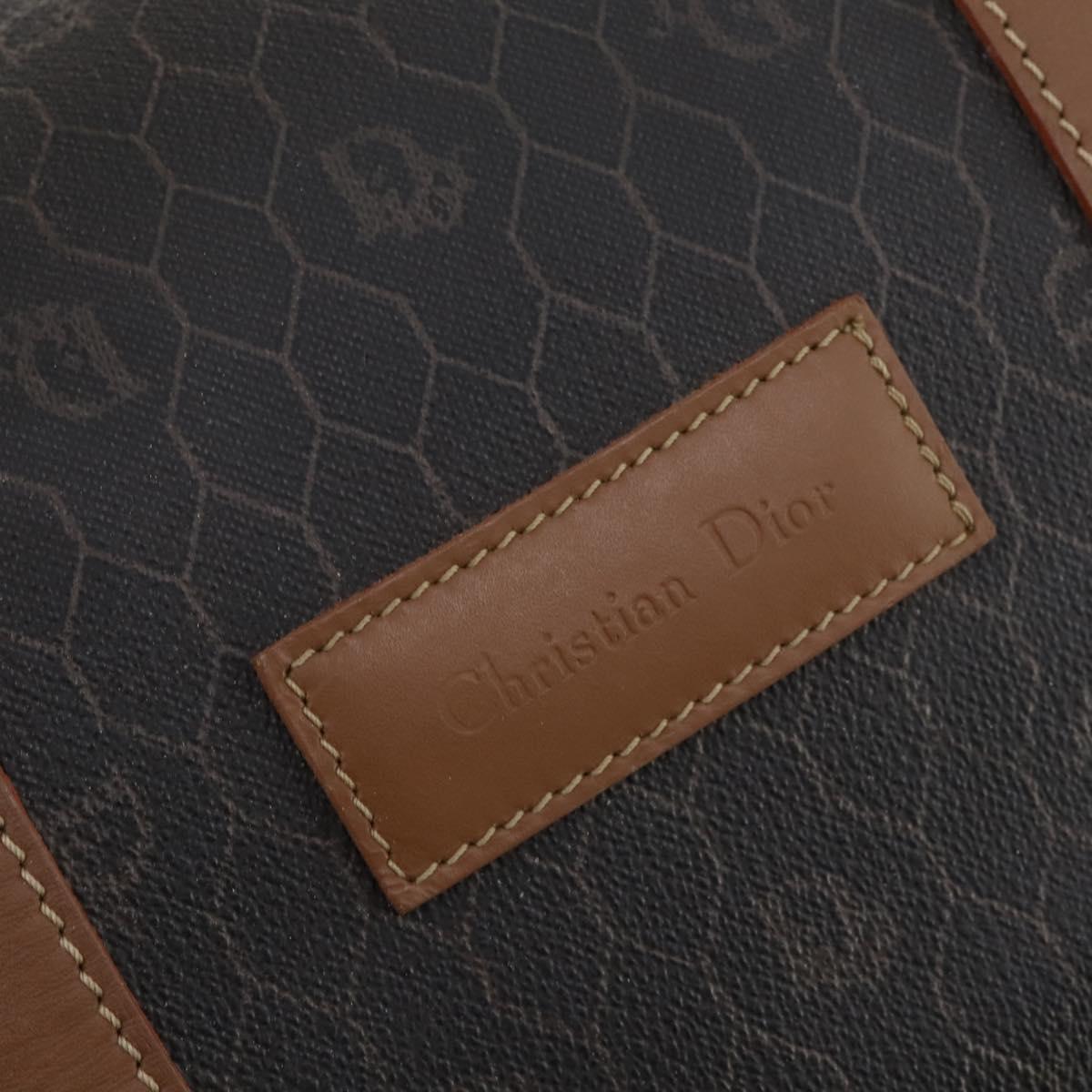 Christian Dior Honeycomb Canvas Boston Bag PVC Black Gold Auth 182601