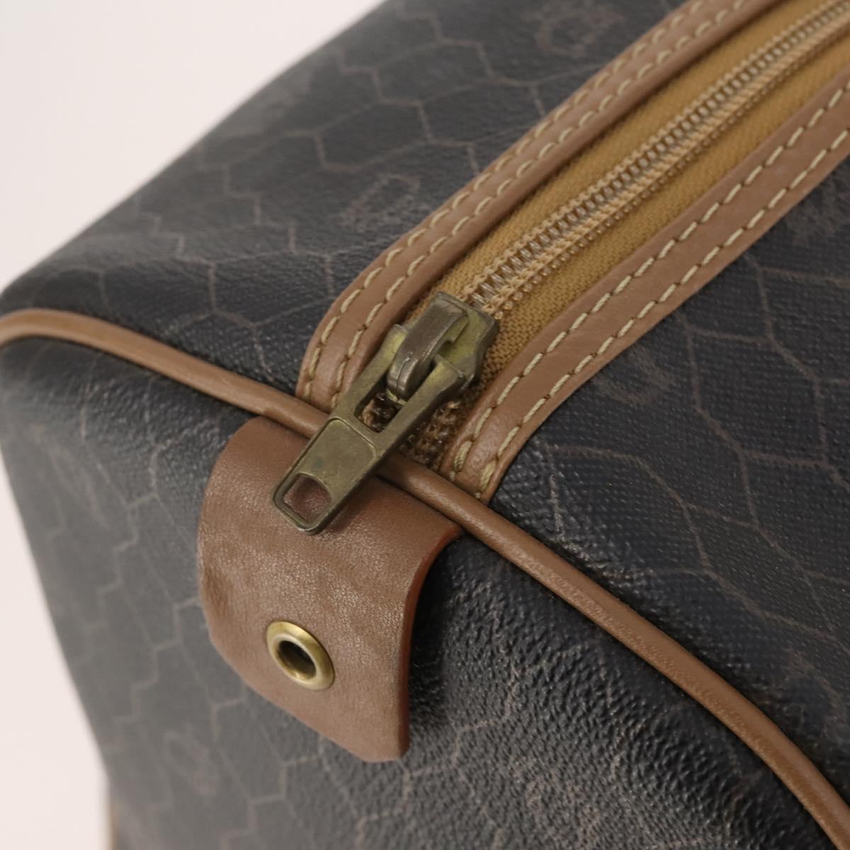 Christian Dior Honeycomb Canvas Boston Bag PVC Black Gold Auth 182601