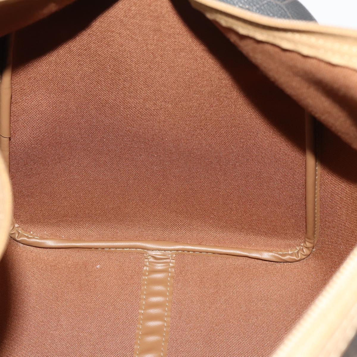 Christian Dior Honeycomb Canvas Boston Bag PVC Black Gold Auth 182601