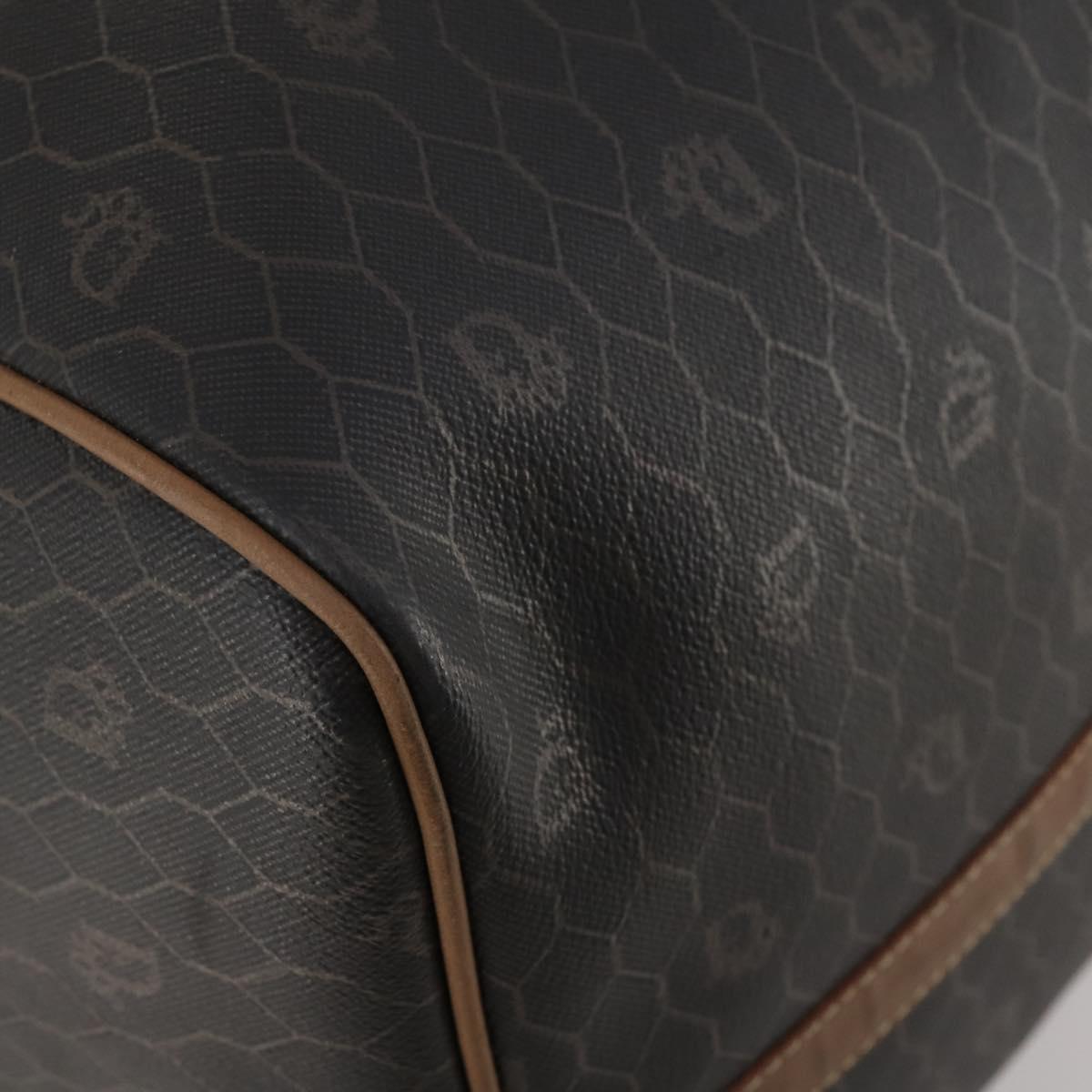 Christian Dior Honeycomb Canvas Boston Bag PVC Black Gold Auth 182602