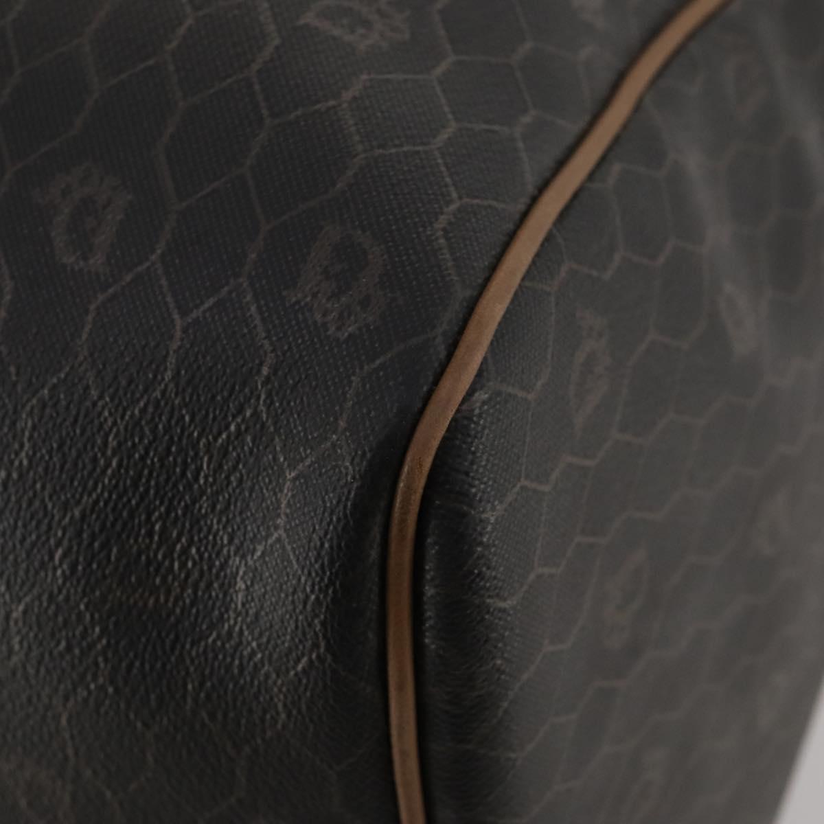Christian Dior Honeycomb Canvas Boston Bag PVC Black Gold Auth 182602