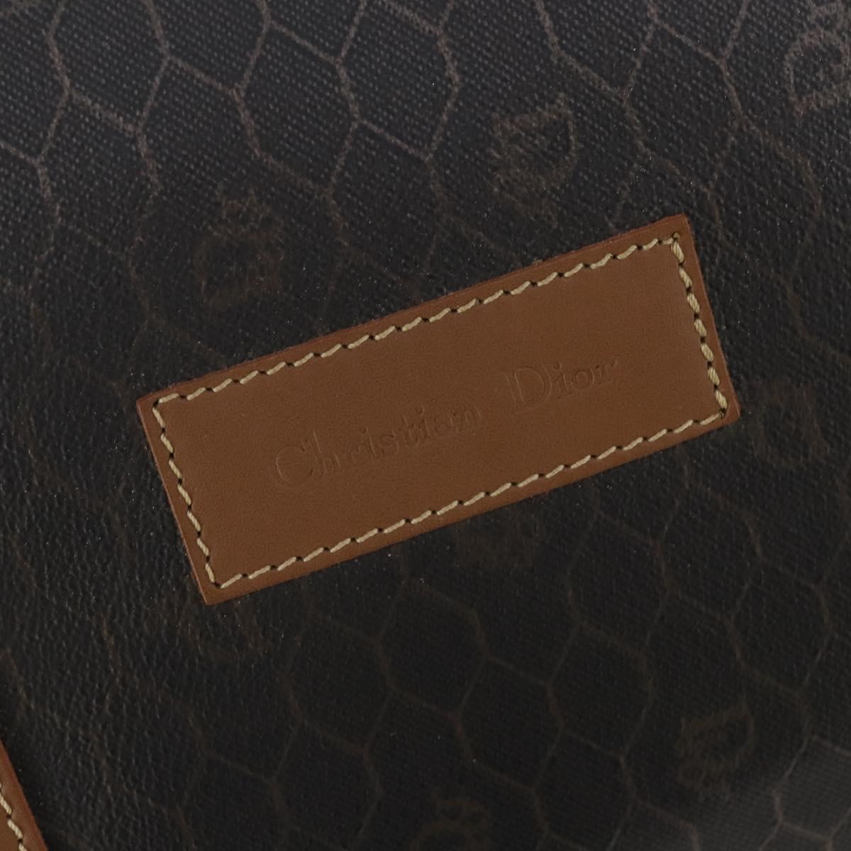 Christian Dior Honeycomb Canvas Boston Bag PVC Black Gold Auth 182602