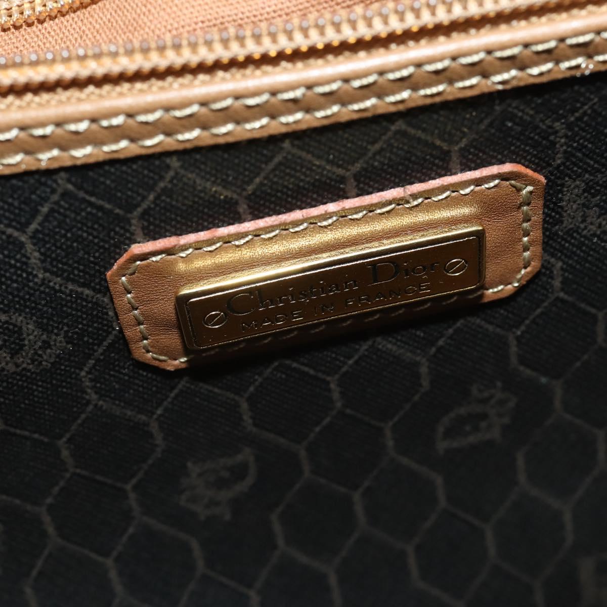 Christian Dior Honeycomb Canvas Boston Bag PVC Black Gold Auth 182602