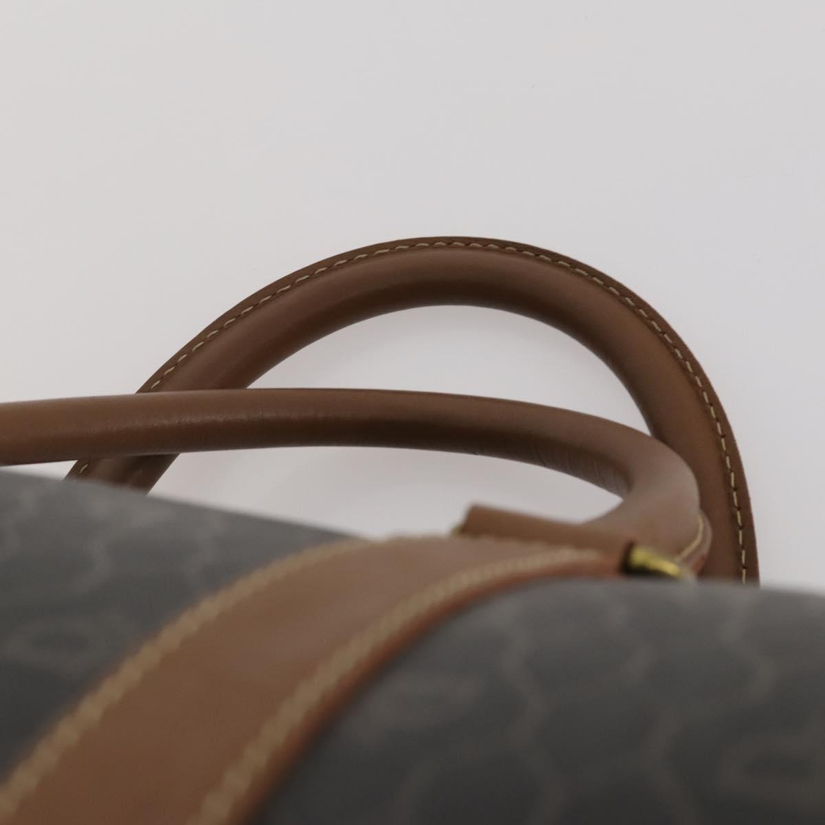 Christian Dior Honeycomb Canvas Boston Bag PVC Black Gold Auth 182602