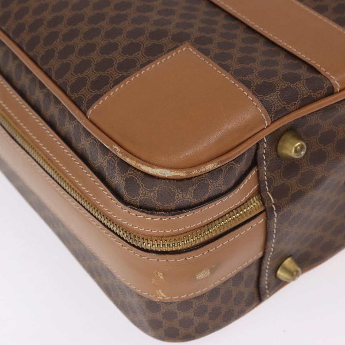 CELINE Attache Case Macadam Canvas Trunk PVC Brown Gold Auth 182603