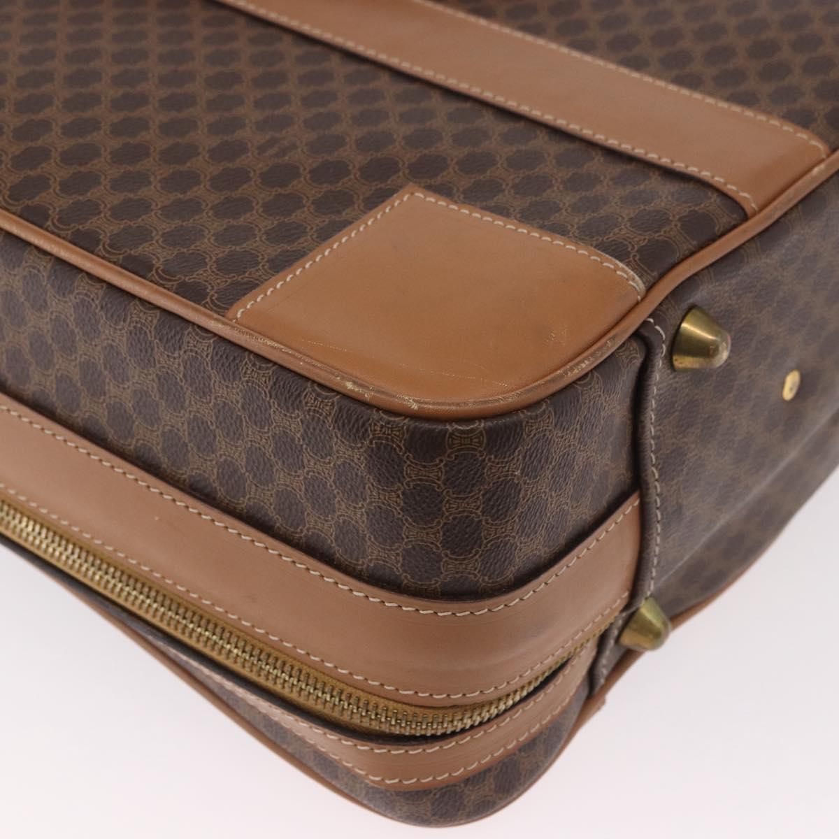 CELINE Attache Case Macadam Canvas Trunk PVC Brown Gold Auth 182603
