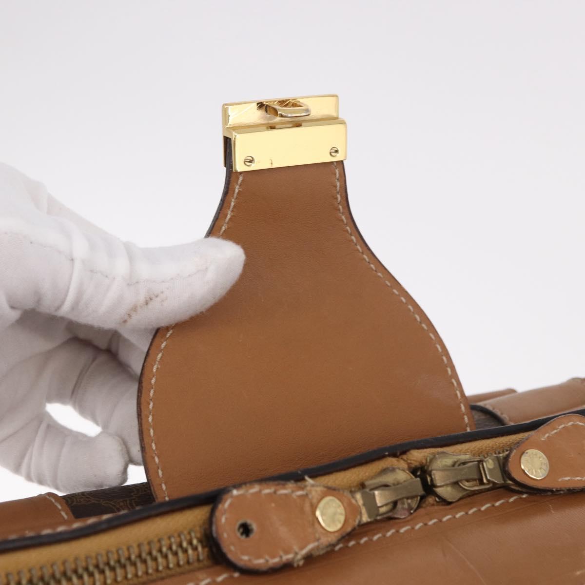 CELINE Attache Case Macadam Canvas Trunk PVC Brown Gold Auth 182603