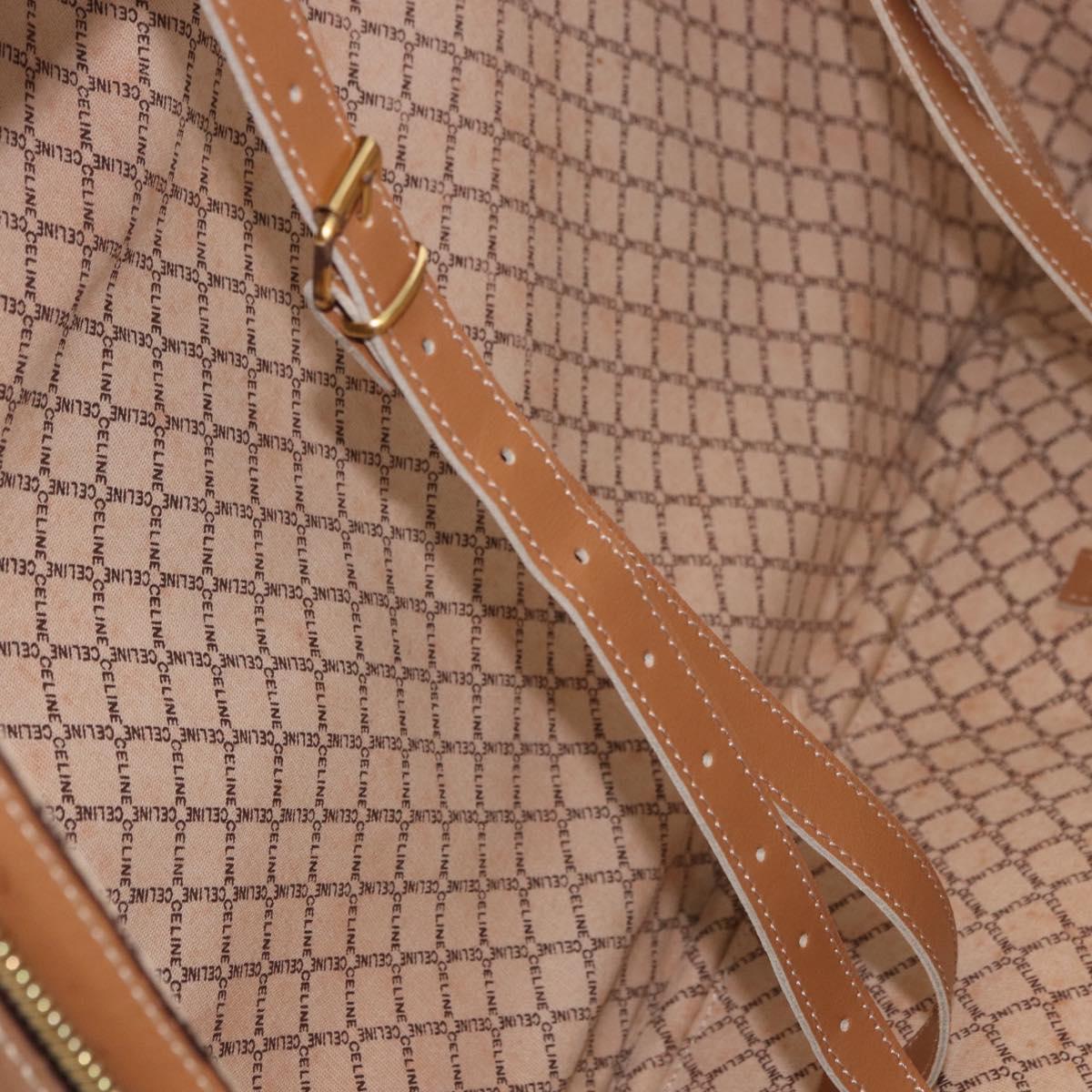 CELINE Attache Case Macadam Canvas Trunk PVC Brown Gold Auth 182603