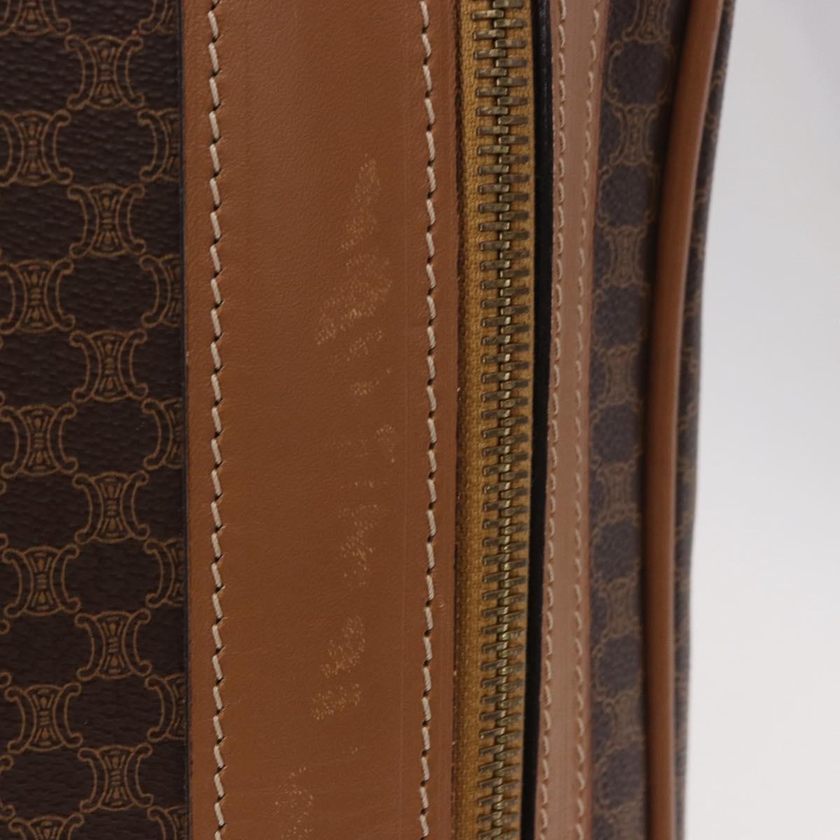 CELINE Attache Case Macadam Canvas Trunk PVC Brown Gold Auth 182603