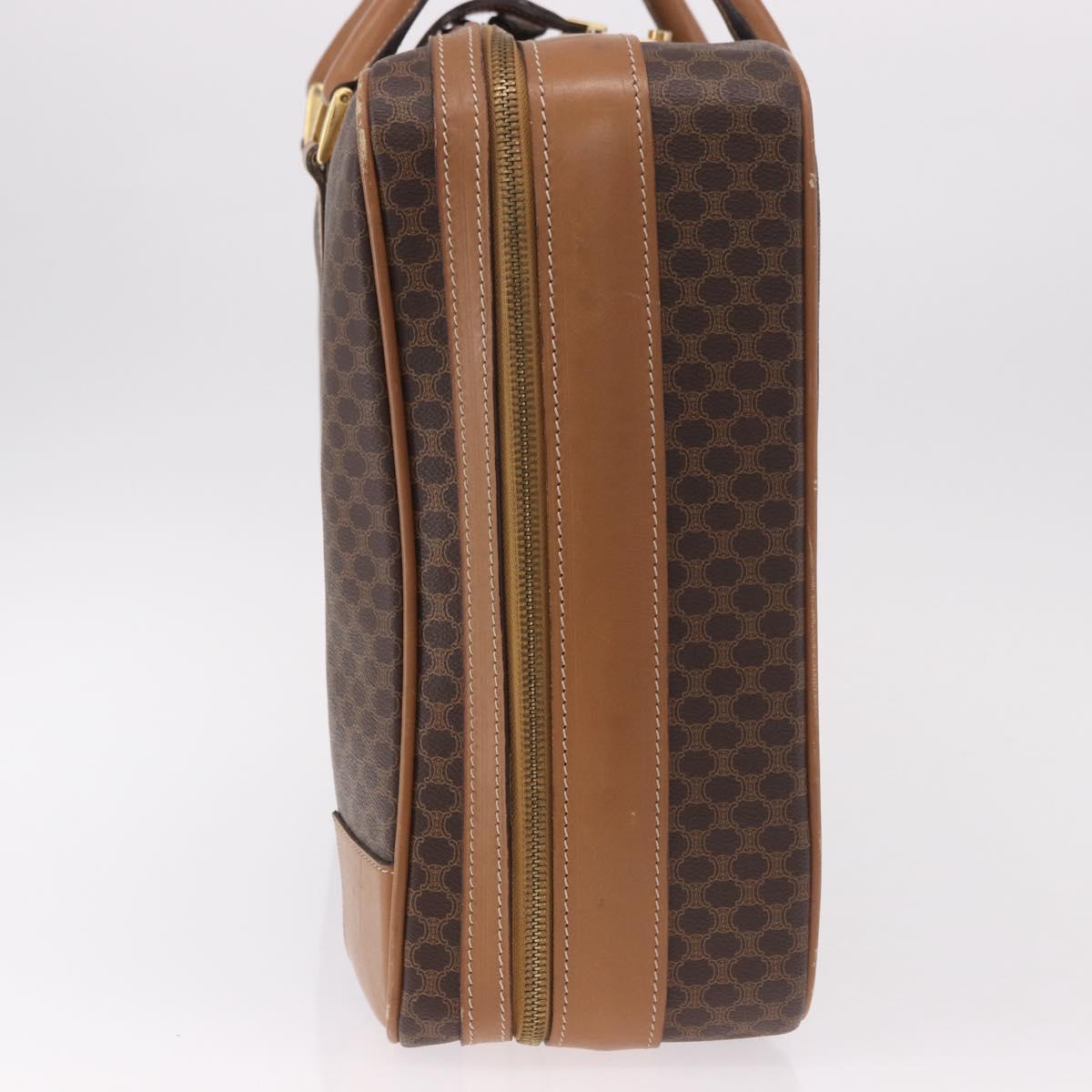CELINE Attache Case Macadam Canvas Trunk PVC Brown Gold Auth 182603