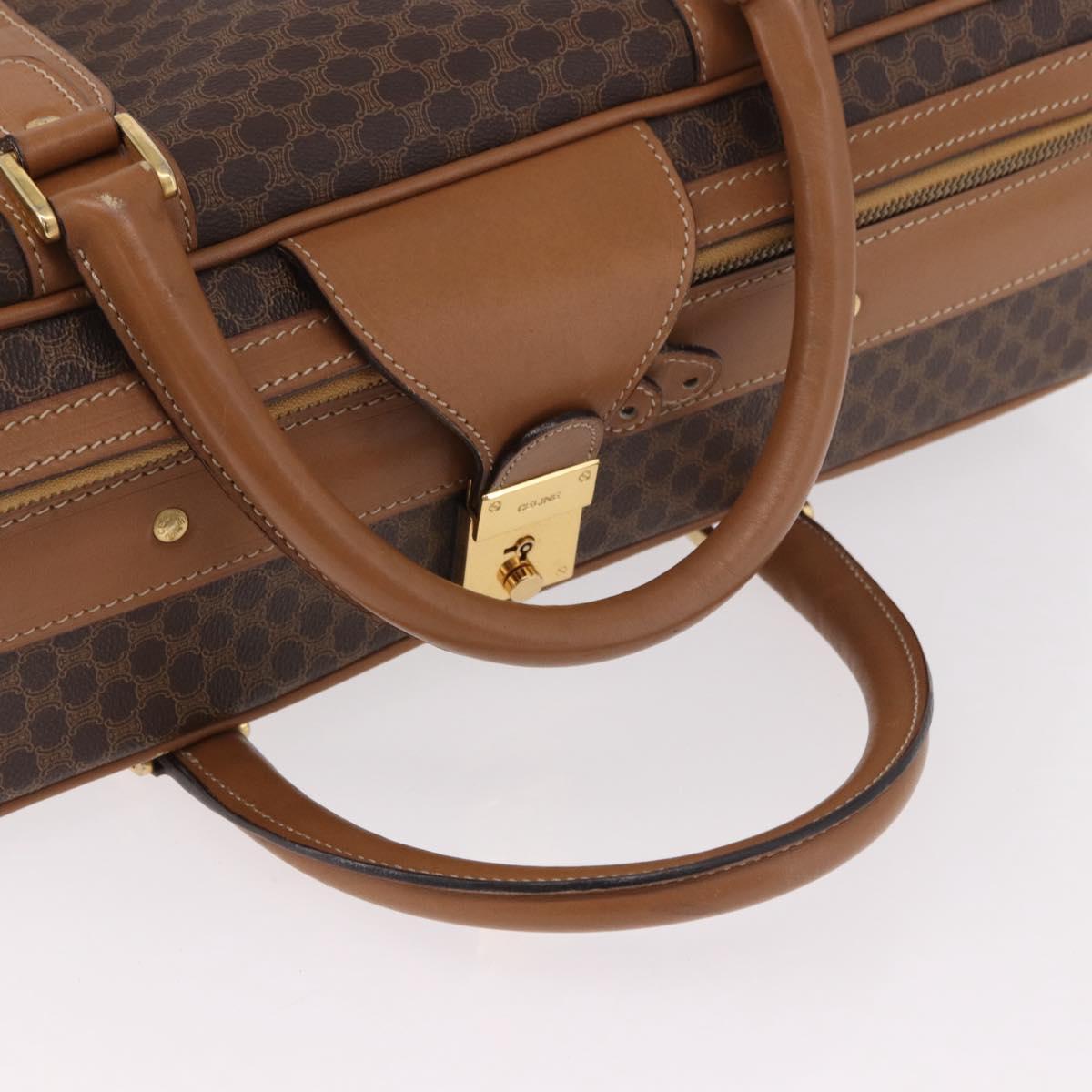 CELINE Attache Case Macadam Canvas Trunk PVC Brown Gold Auth 182603