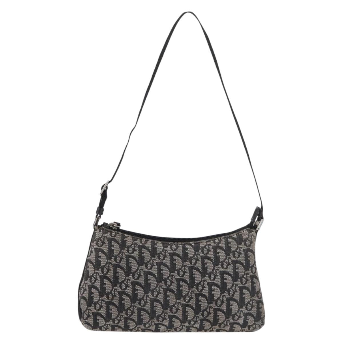 Christian Dior Trotter Canvas Accessory Pouch Gray Silver Auth 182611SAV