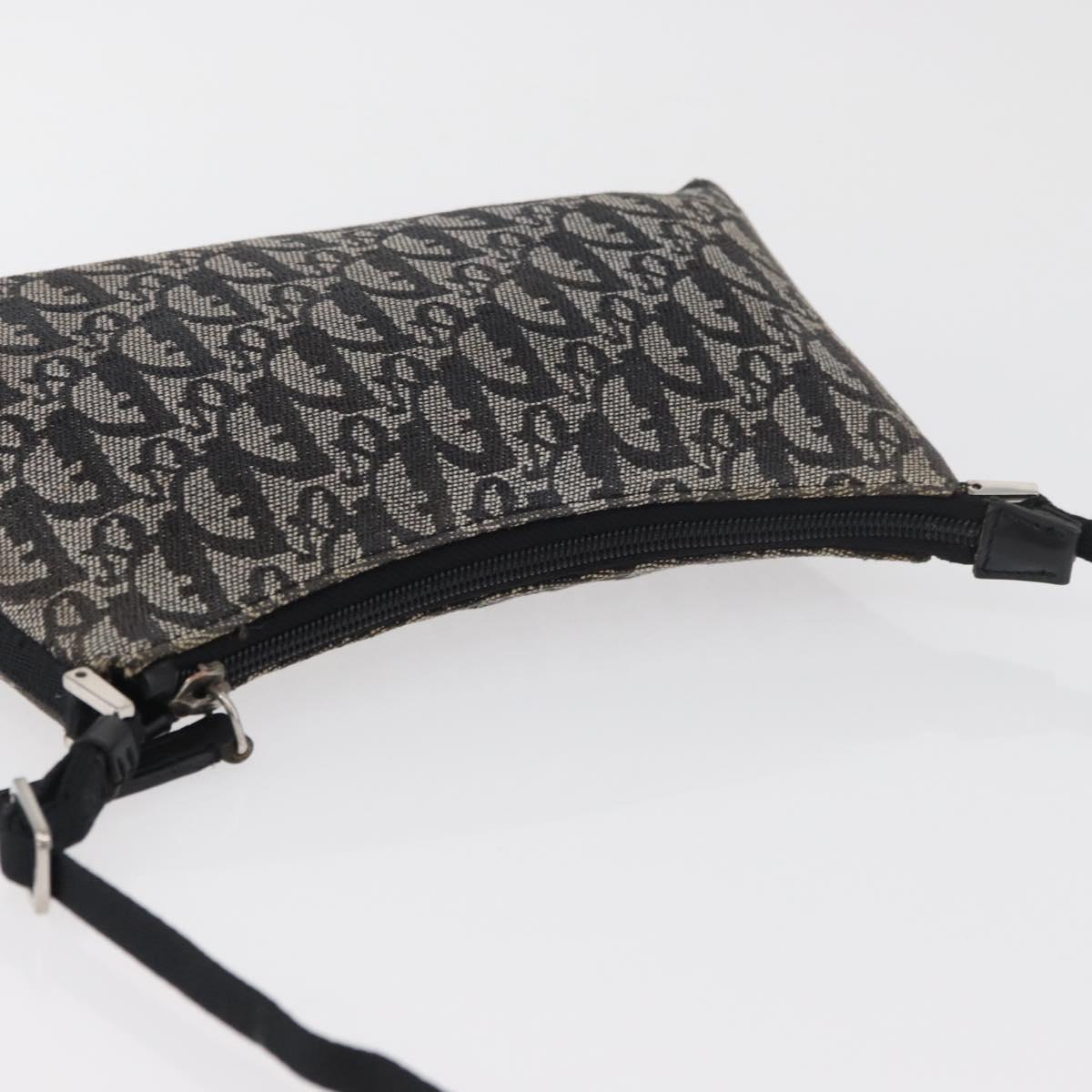 Christian Dior Trotter Canvas Accessory Pouch Gray Silver Auth 182611SAV