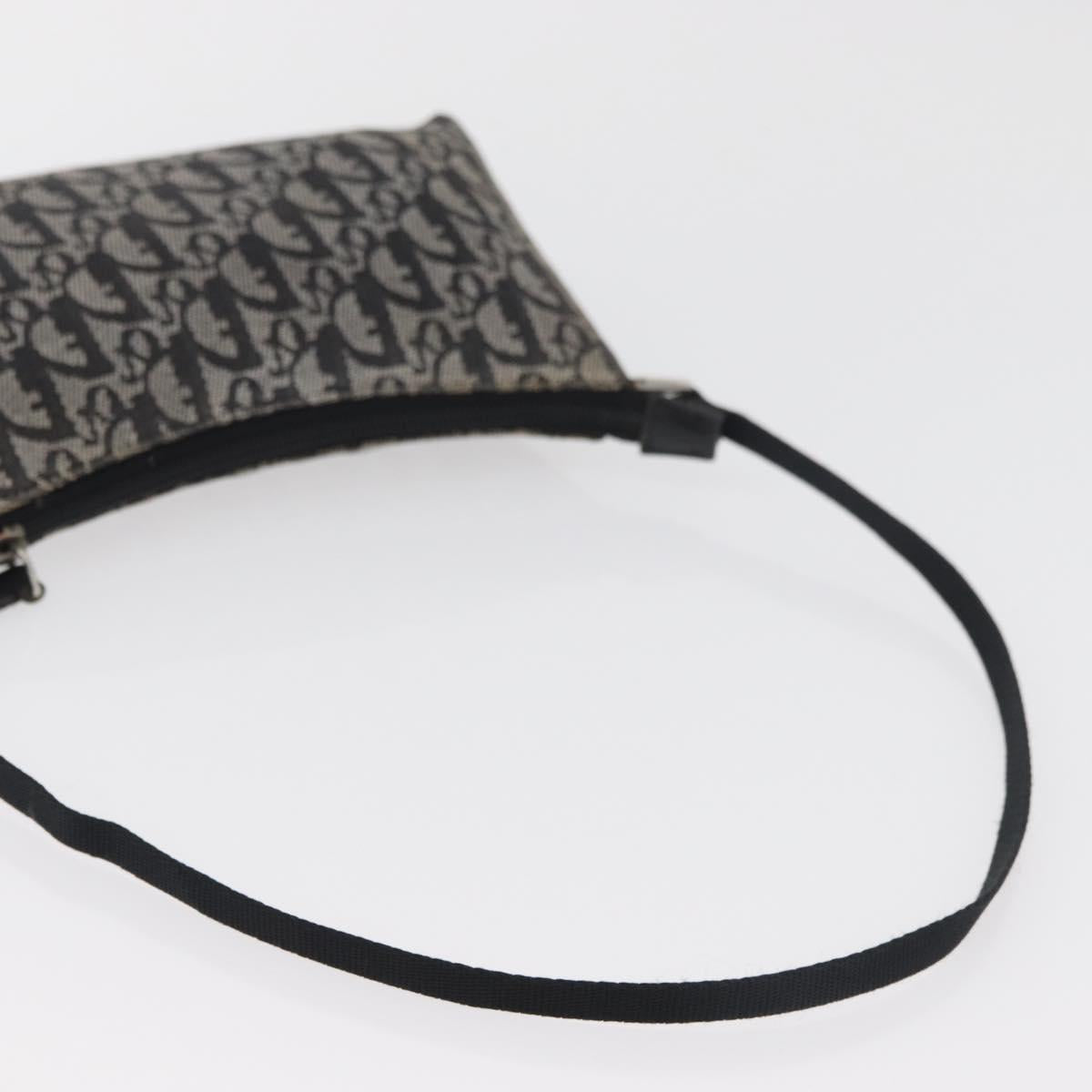 Christian Dior Trotter Canvas Accessory Pouch Gray Silver Auth 182611SAV