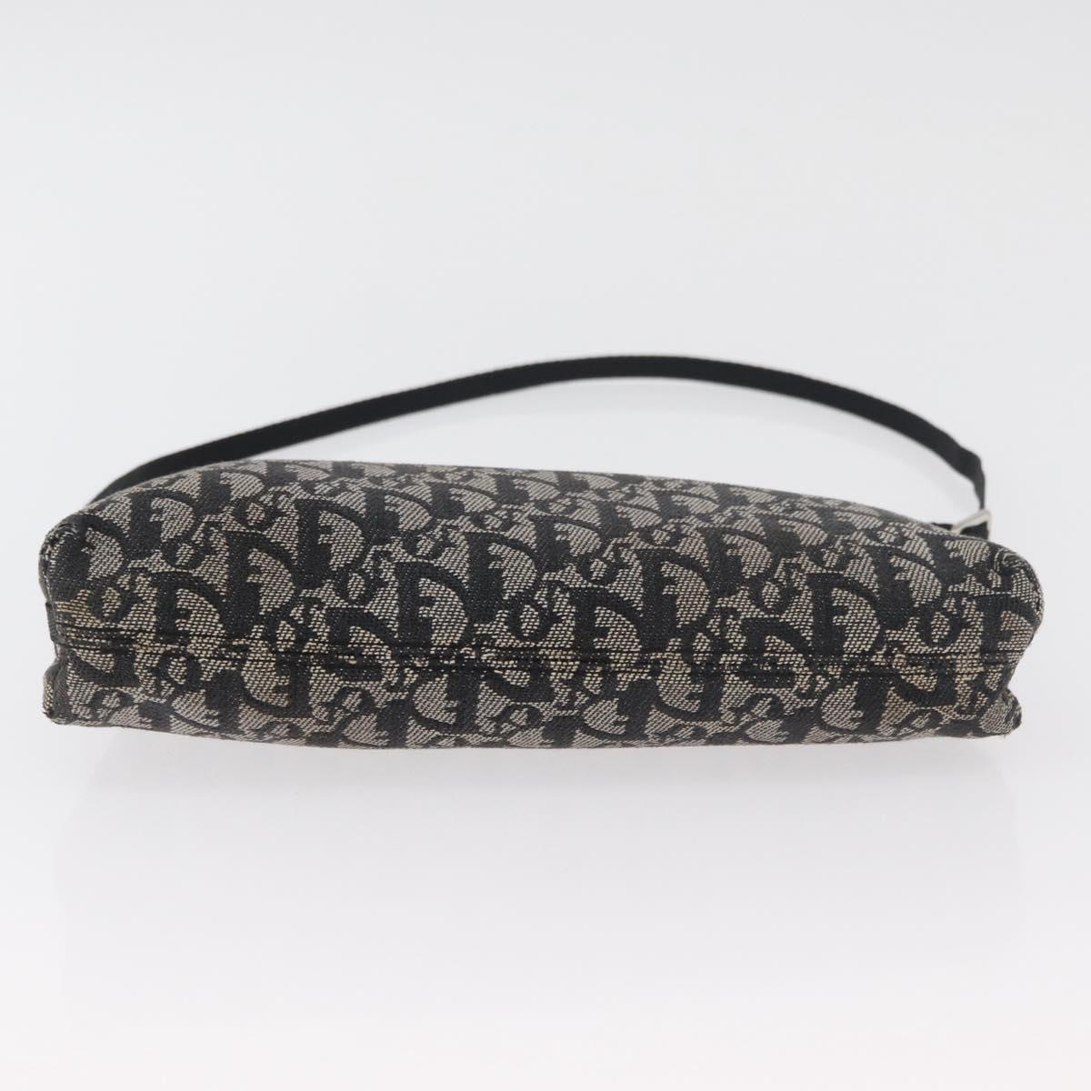 Christian Dior Trotter Canvas Accessory Pouch Gray Silver Auth 182611SAV