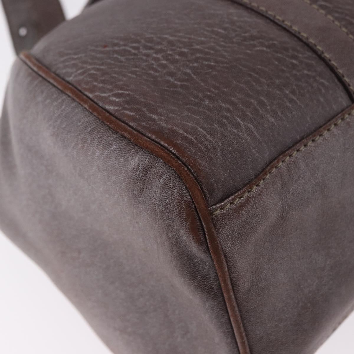FENDI Mamma Baguette Hand Bag Leather Brown Silver Auth 182613A