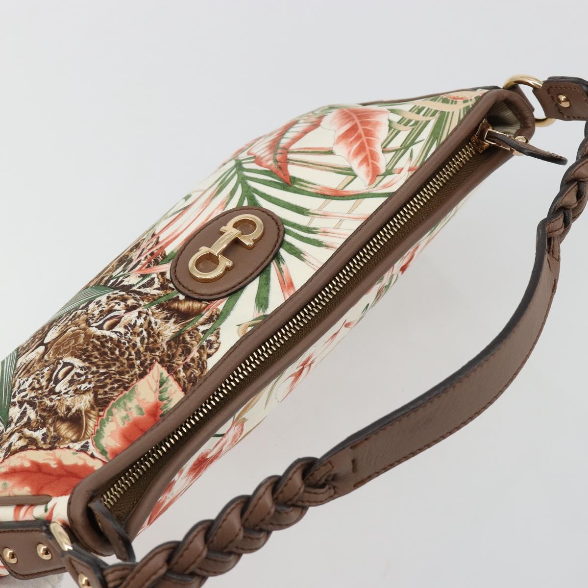 Salvatore Ferragamo Gancini Animal Pattern Bag Canvas Multicolor Auth 182618A