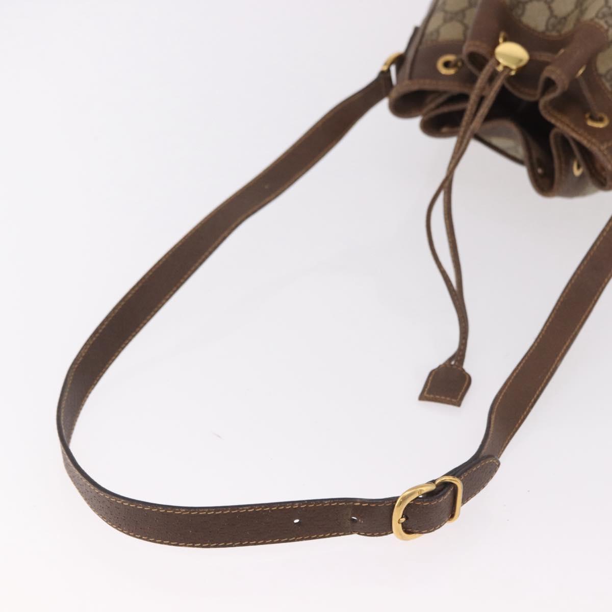 GUCCI GG Supreme Web Sherry Line Shoulder Bag PVC Beige Gold Auth 182622