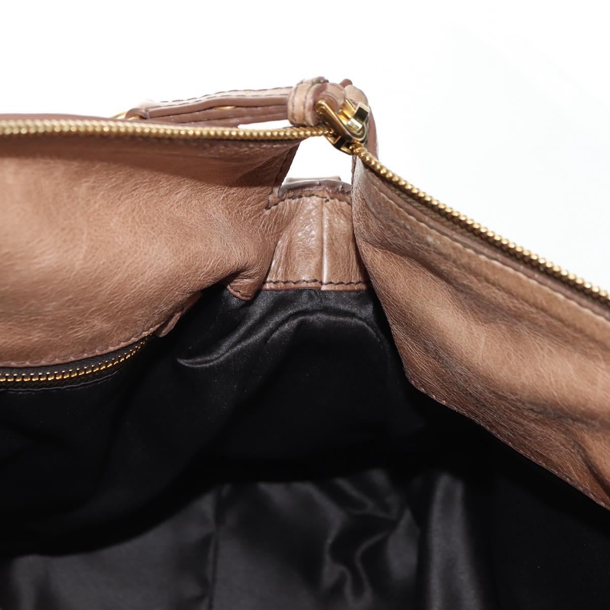 Miu Miu Hand Bag Leather 2way Beige Gold Auth 182623SAM