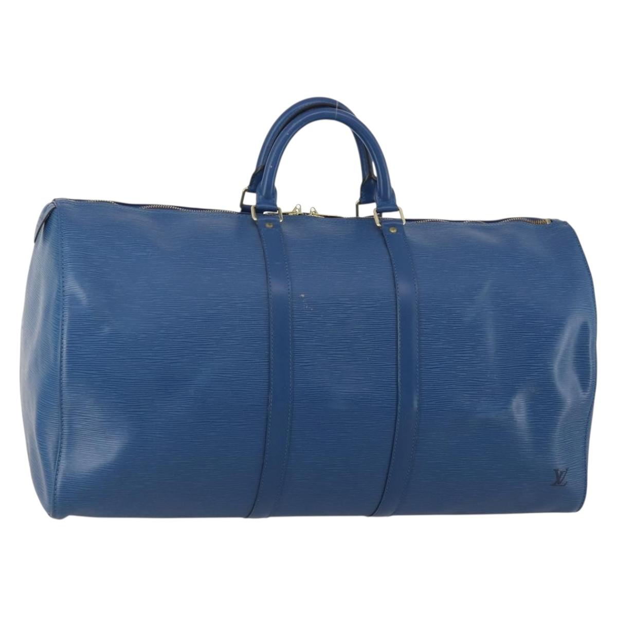 LOUIS VUITTON Epi Keepall 55 Boston Bag Toledo Blue M42955 LV Auth 182624