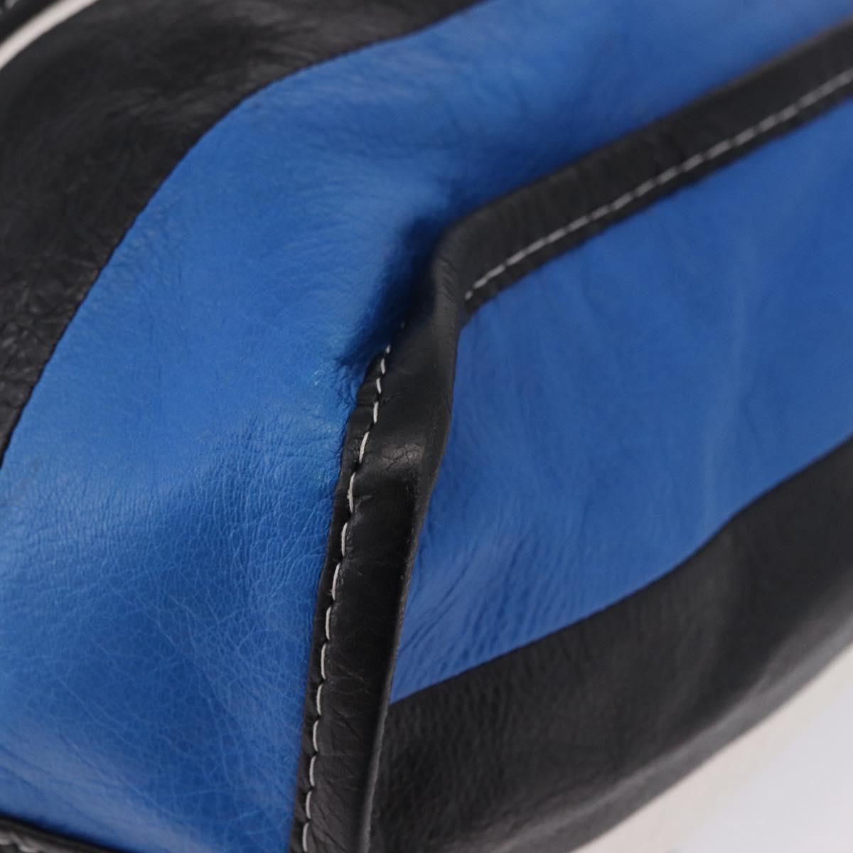 BALENCIAGA Bazaar Shopper M Tote Bag Leather Blue Silver 443097 Auth 182625