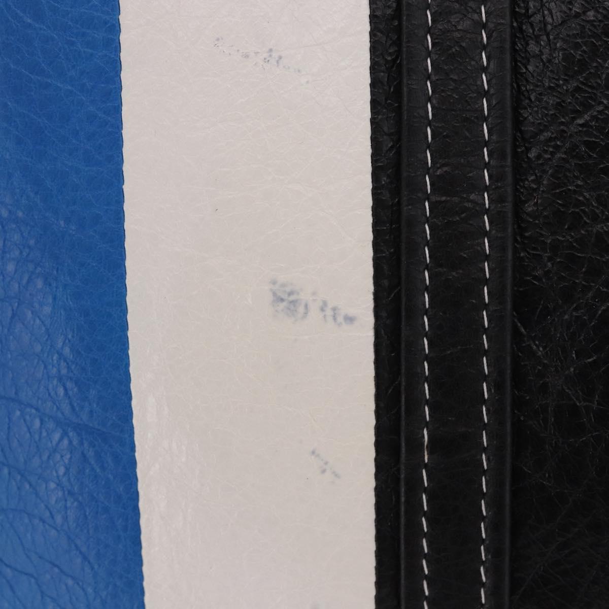 BALENCIAGA Bazaar Shopper M Tote Bag Leather Blue Silver 443097 Auth 182625