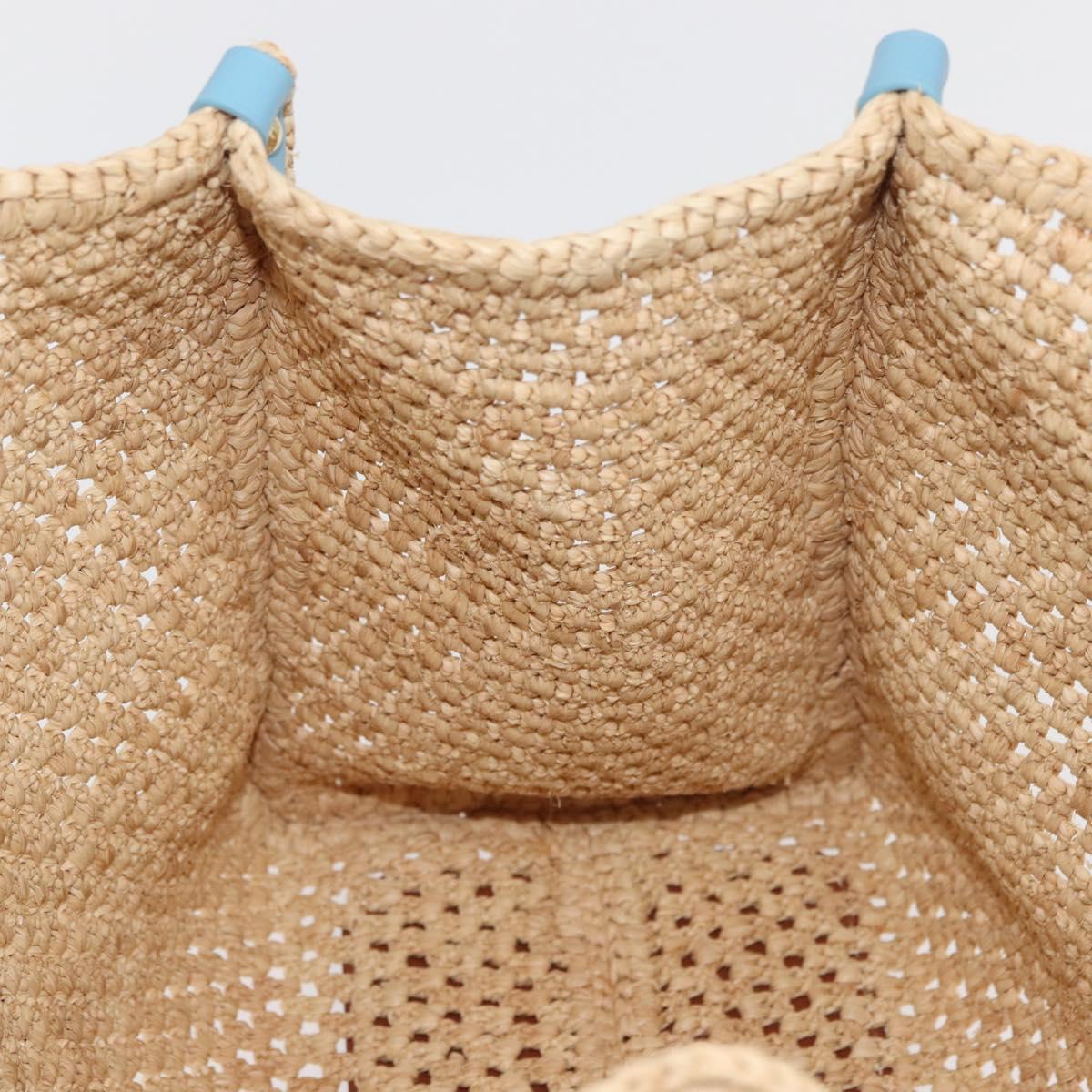 LOUIS VUITTON On the Go MM Tote Bag Raffia Okinawa Only Beige LV Auth 182627SAM