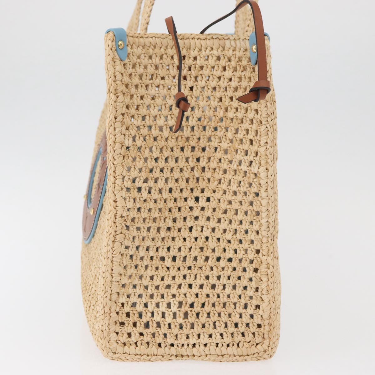 LOUIS VUITTON On the Go MM Tote Bag Raffia Okinawa Only Beige LV Auth 182627SAM