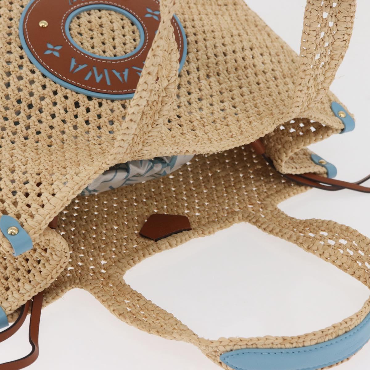 LOUIS VUITTON On the Go MM Tote Bag Raffia Okinawa Only Beige LV Auth 182627SAM