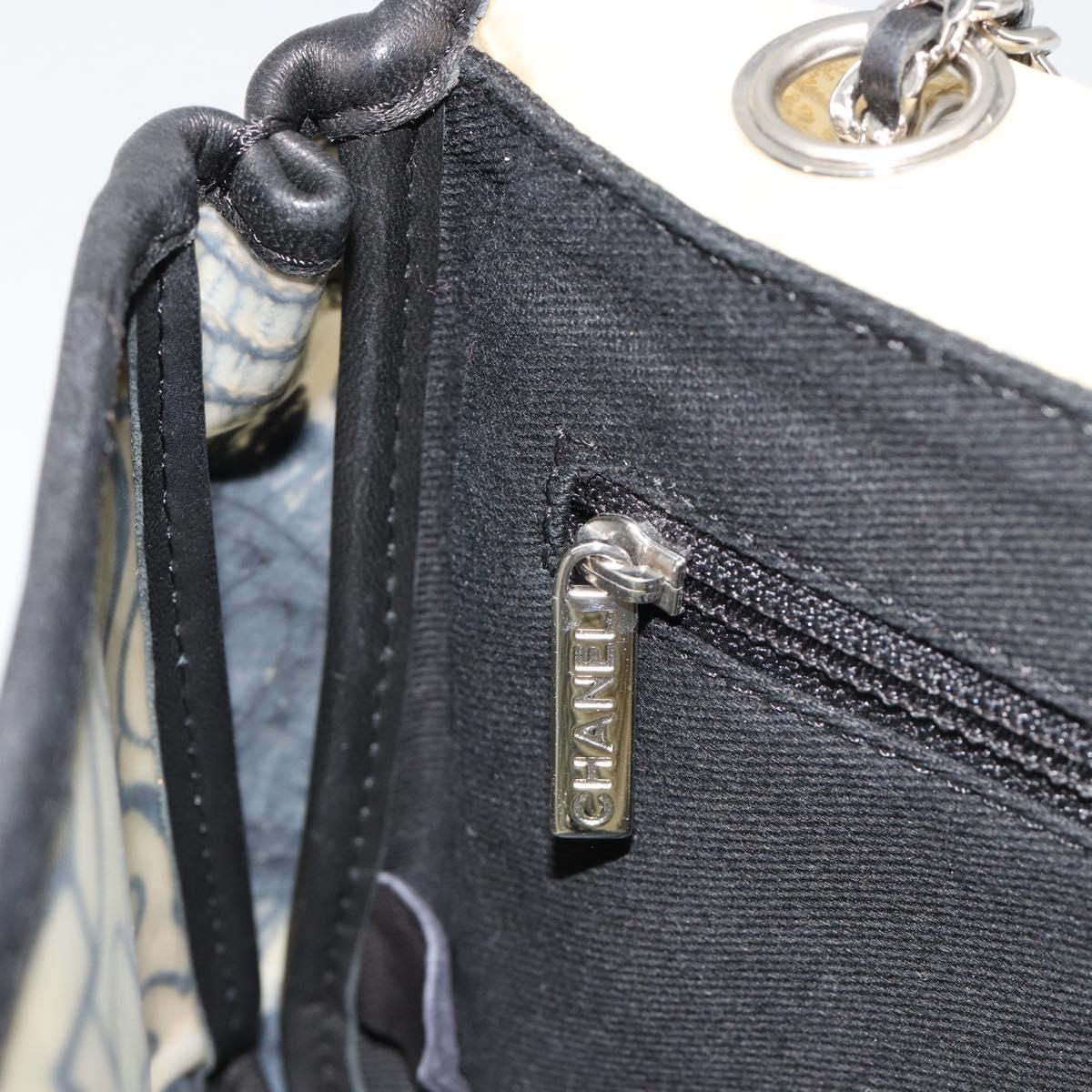 CHANEL Chain Shoulder Bag Vinyl Gray Silver CC Auth 182631SAV