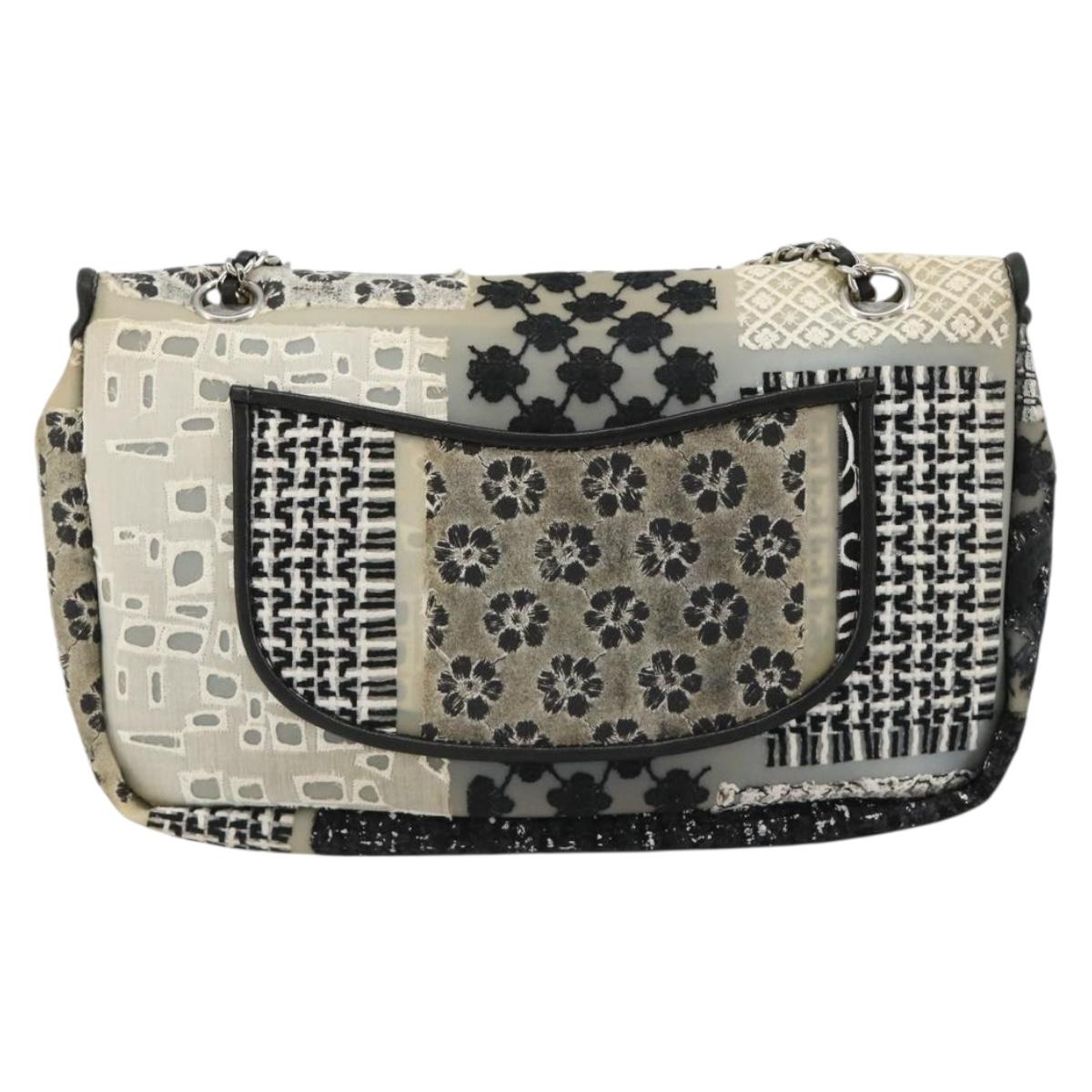 CHANEL Chain Shoulder Bag Vinyl Gray Silver CC Auth 182631SAV