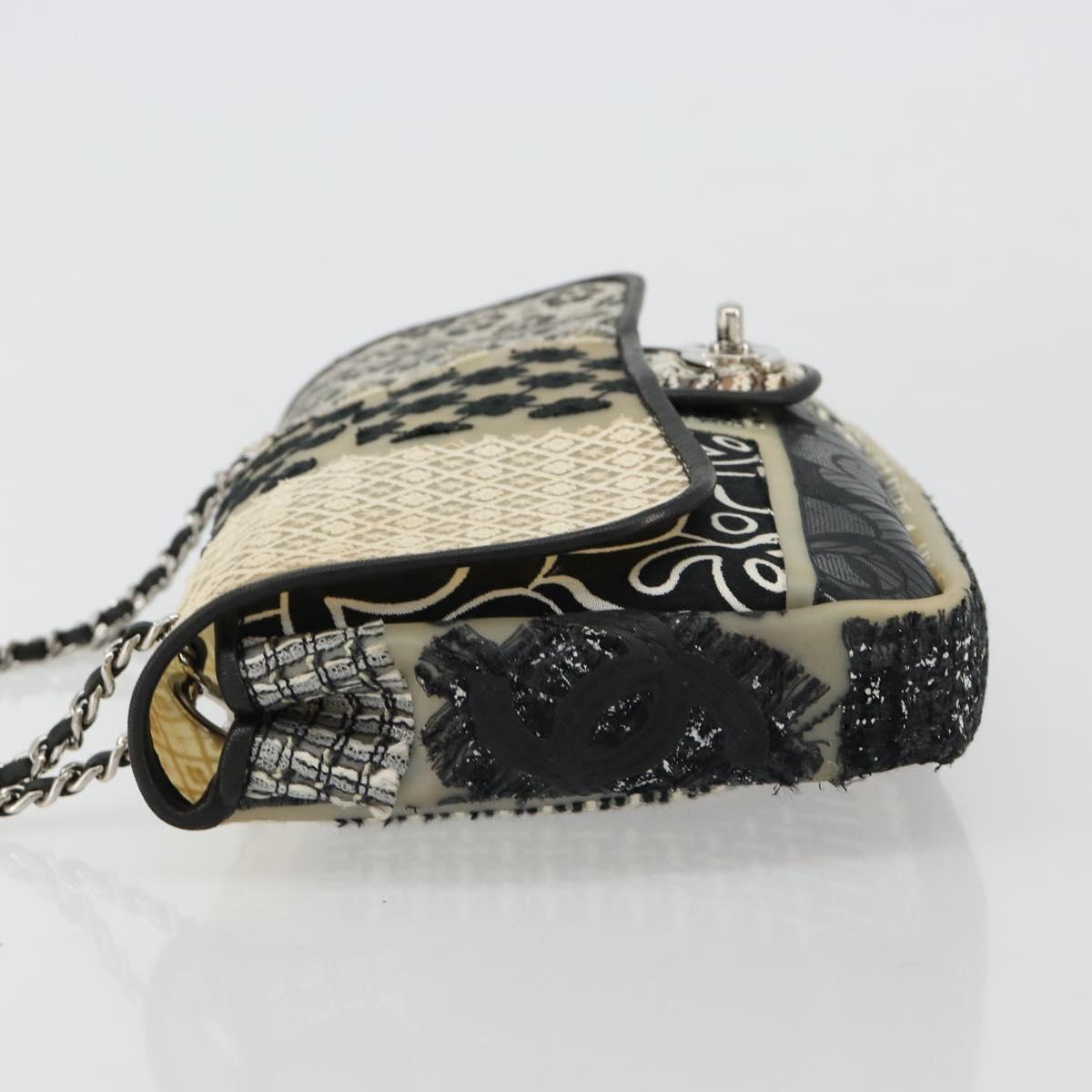 CHANEL Chain Shoulder Bag Vinyl Gray Silver CC Auth 182631SAV