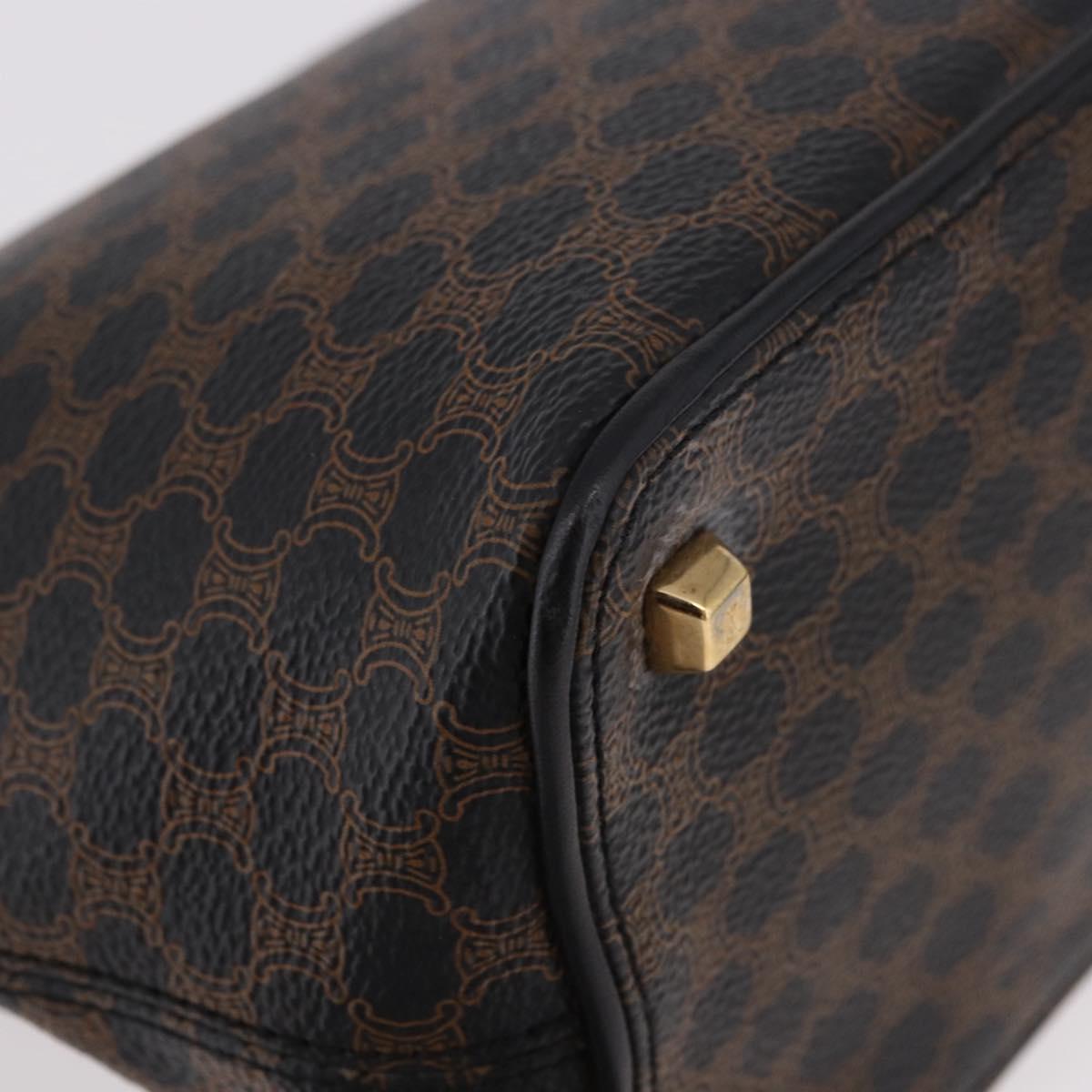 CELINE Macadam Canvas Shoulder Bag PVC Leather Black Gold Auth 182639A