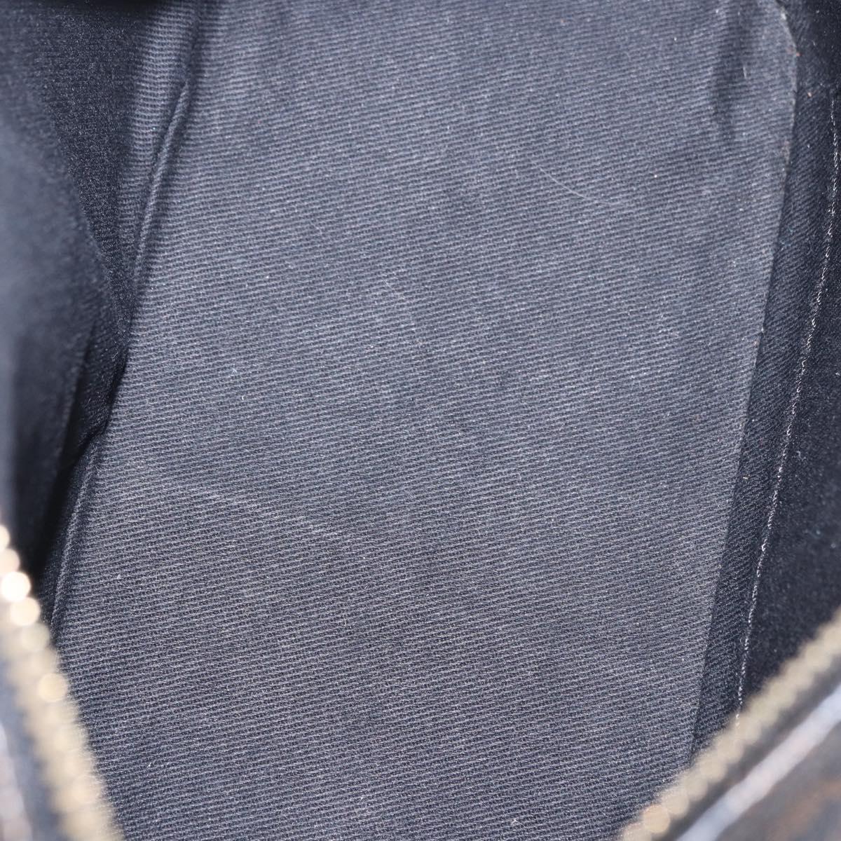 CELINE Macadam Canvas Shoulder Bag PVC Leather Black Gold Auth 182639A