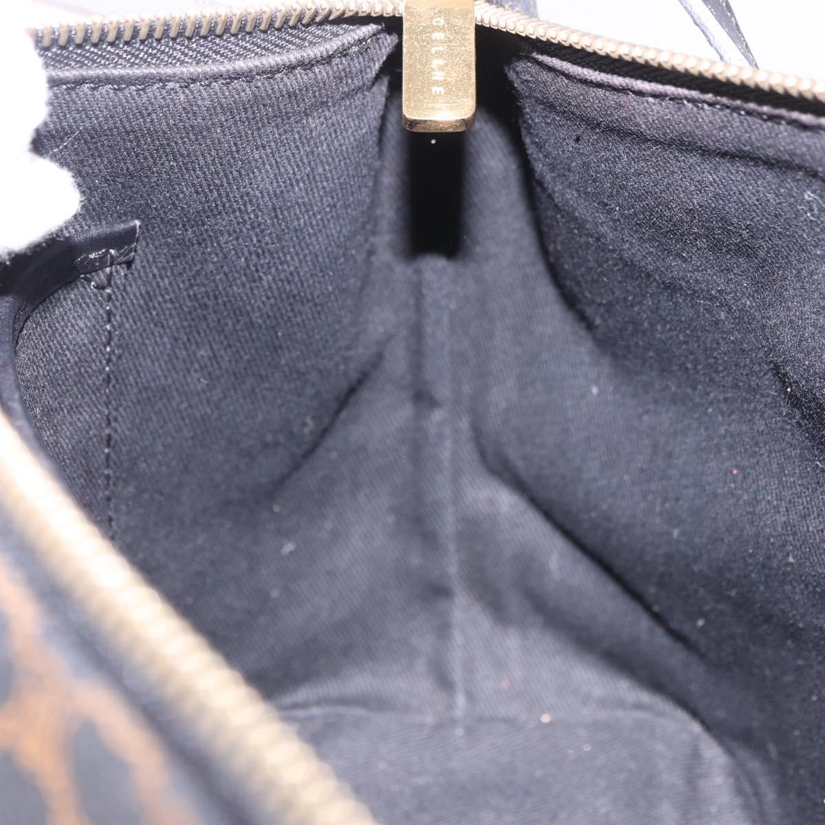 CELINE Macadam Canvas Shoulder Bag PVC Leather Black Gold Auth 182639A