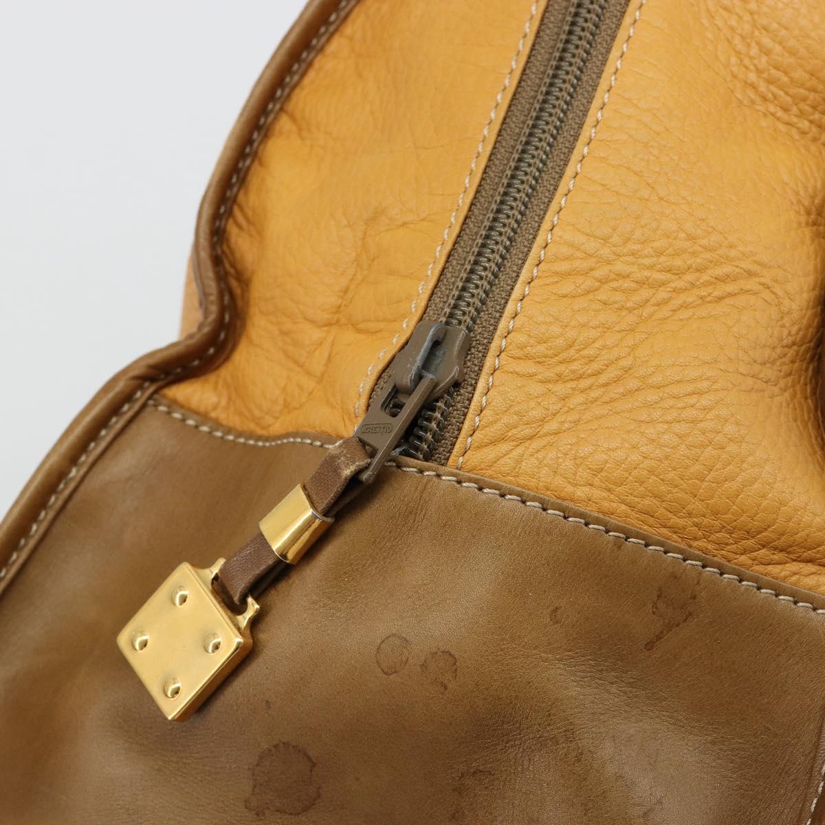 LOEWE Anagram Amazona 40 Hand Bag Leather Beige Gold Auth 182640