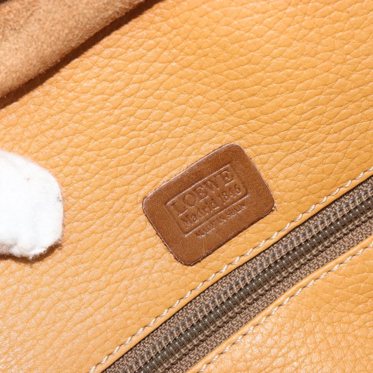 LOEWE Anagram Amazona 40 Hand Bag Leather Beige Gold Auth 182640