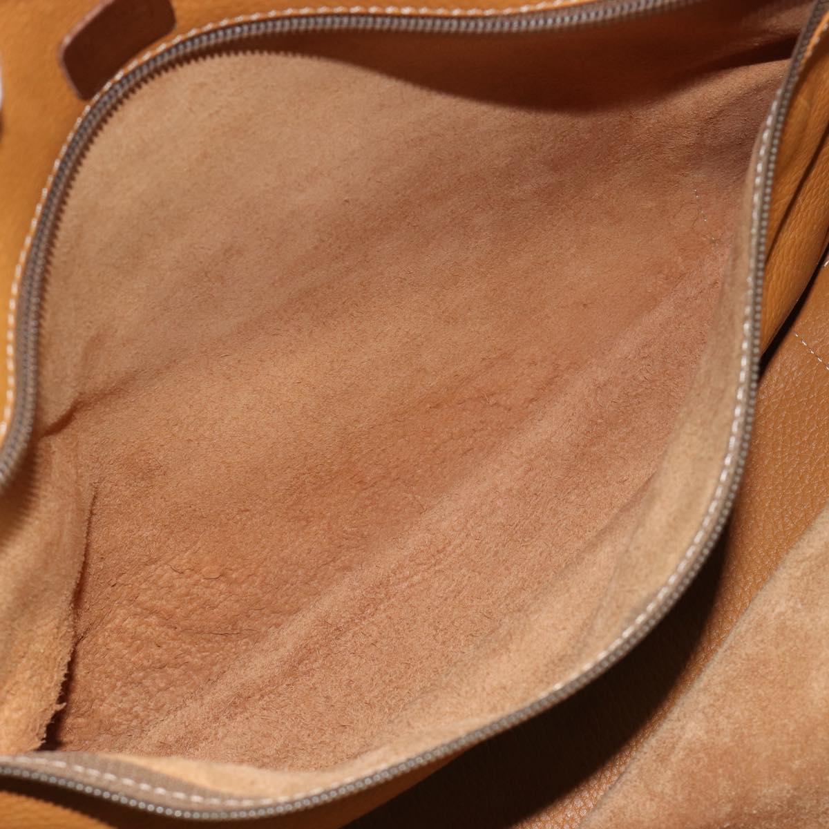 LOEWE Anagram Amazona 40 Hand Bag Leather Beige Gold Auth 182640