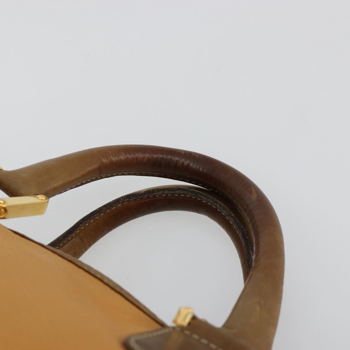 LOEWE Anagram Amazona 40 Hand Bag Leather Beige Gold Auth 182640