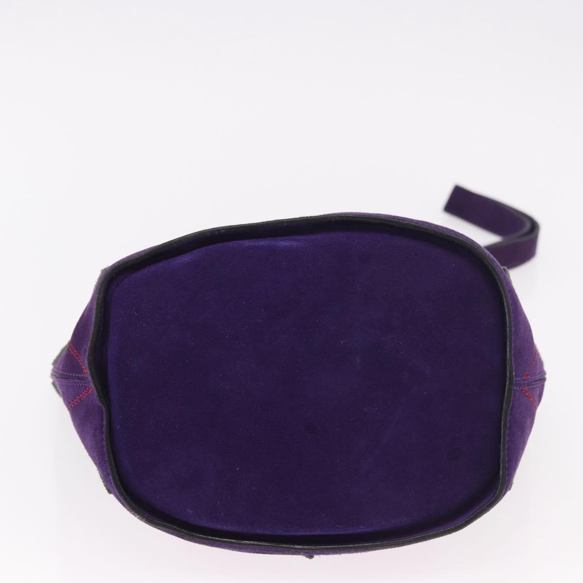 CELINE Circle Shoulder Bag Suede Purple Green gold Auth 182643